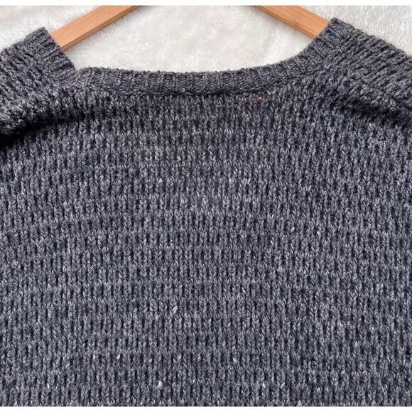 Theory Gray Avelina Airmix Wool Mohair Blend Open Knit Sweater Dress, Medium - Picture 13 of 16